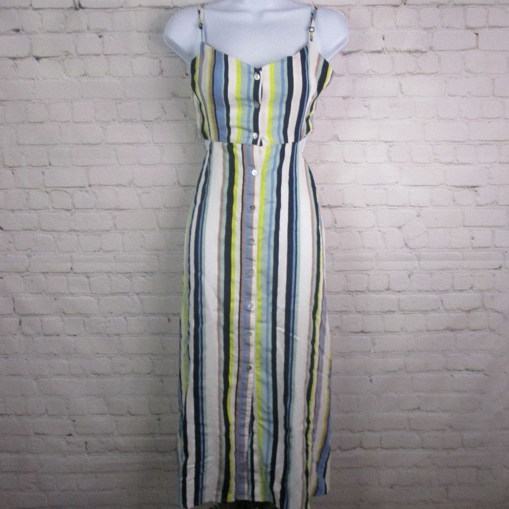NWT Bershka Striped Button Front Cutout Dress
